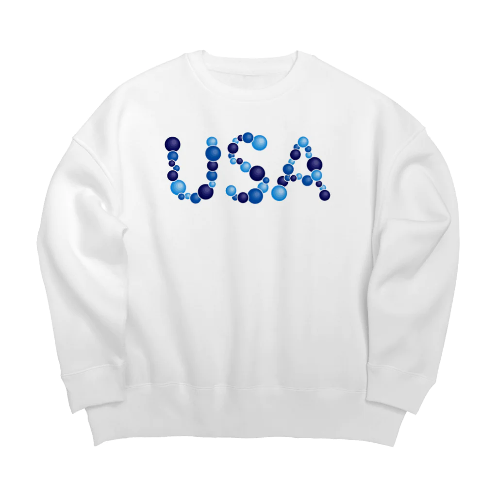 junichi-goodsのバルーン文字「USA」（青色系） Big Crew Neck Sweatshirt