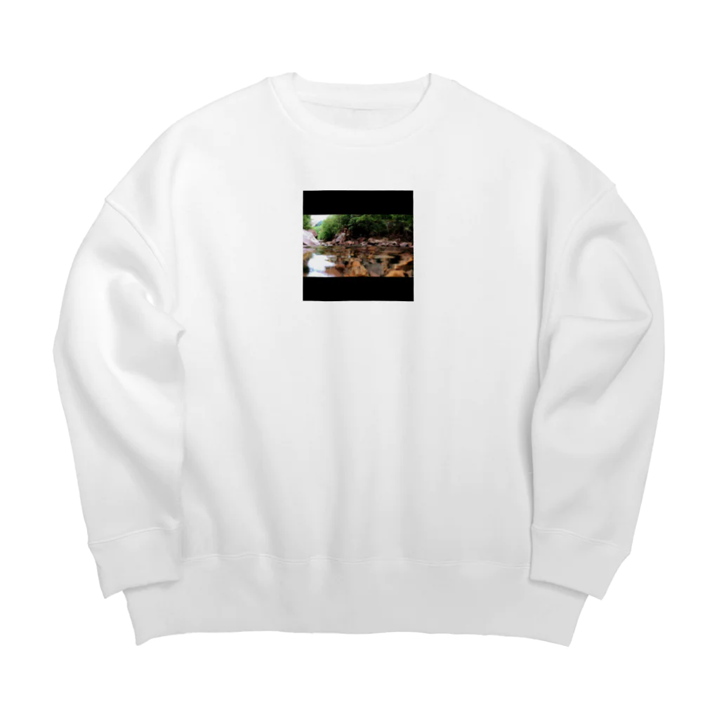 ココロ葉shopの森林のせせらぎ小川 Big Crew Neck Sweatshirt