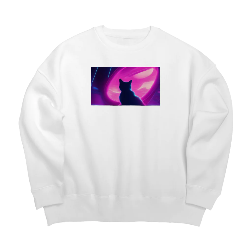 ParadigmStar　パラダイムスターの空に思いはせる猫 Big Crew Neck Sweatshirt