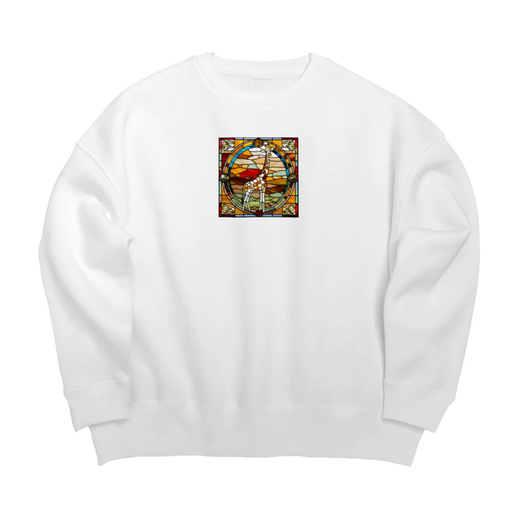 テケテケのキリンのステンドグラス柄グッズ Big Crew Neck Sweatshirt