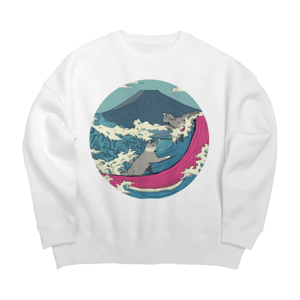 tohoku.jpのSurfing Cat 2 Big Crew Neck Sweatshirt