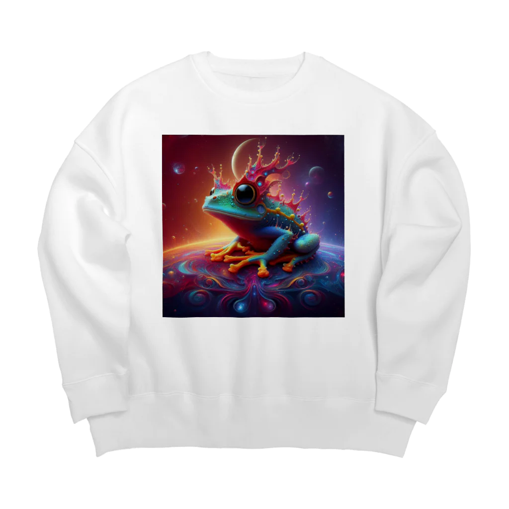 ilovefrogの宇宙の中に浮かぶベルツノガエル Big Crew Neck Sweatshirt