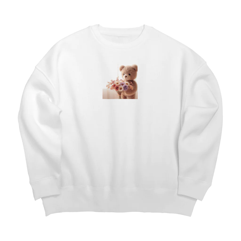 星パンダショップのはなとくま　～flower and bear～ Big Crew Neck Sweatshirt