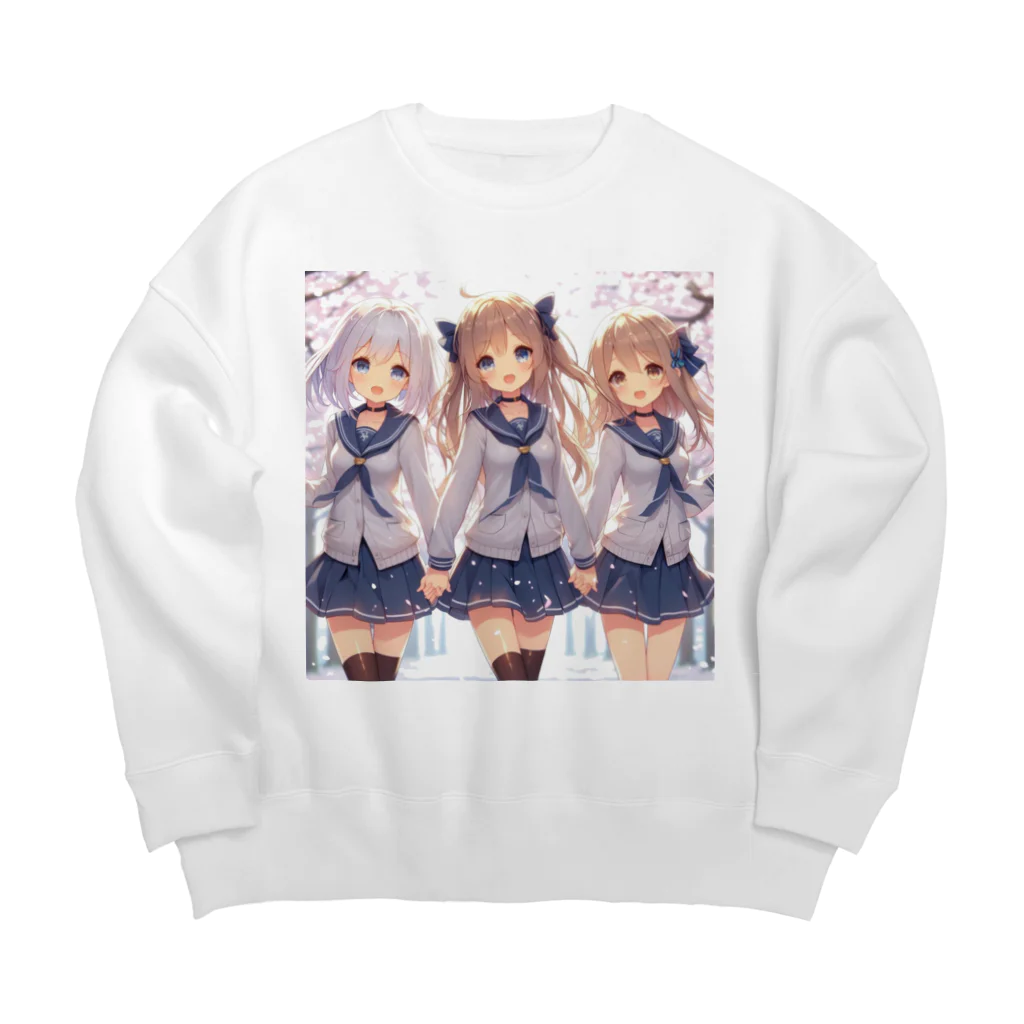 【AI】アルゴリズムアトリエ【デザイン】のAIが作った可愛い制服の女の子 Big Crew Neck Sweatshirt