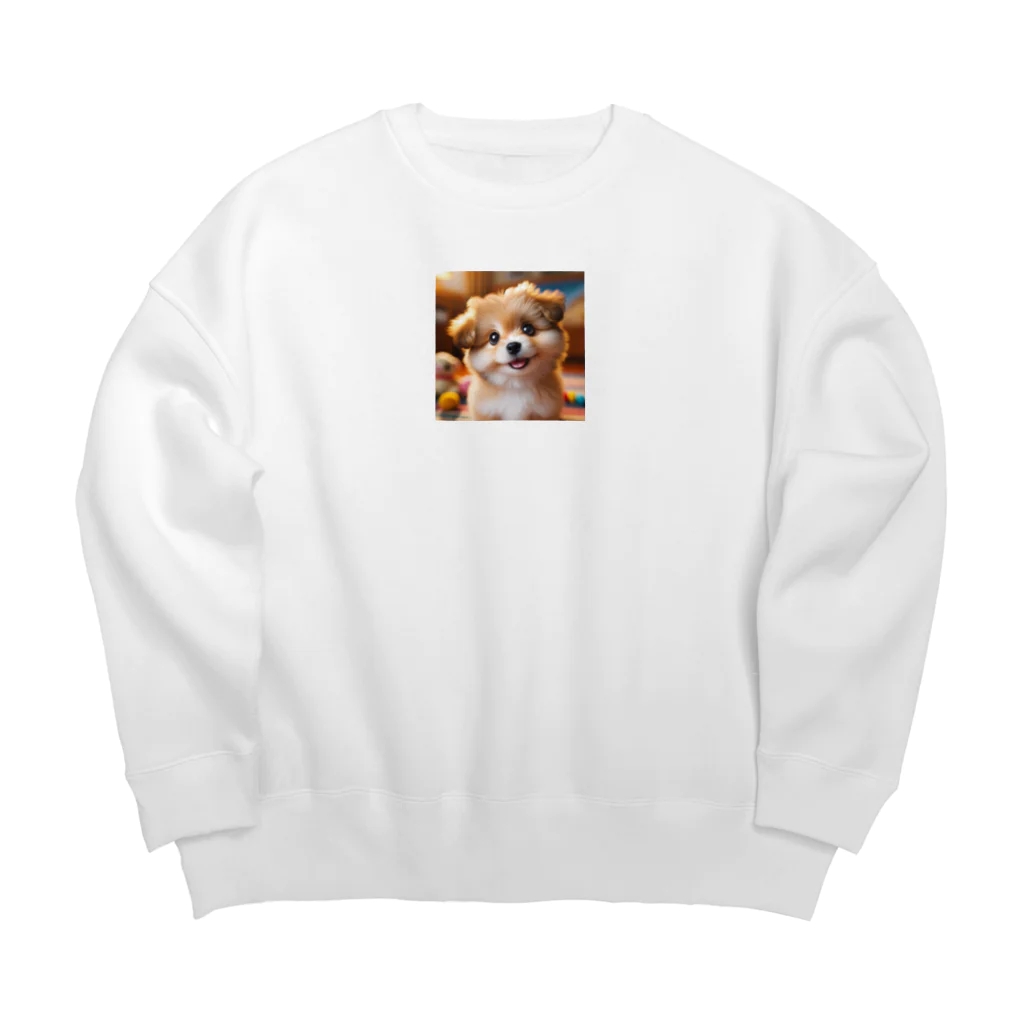 nick613の愛らしい小型犬が微笑みながらカメラに向かっている Big Crew Neck Sweatshirt