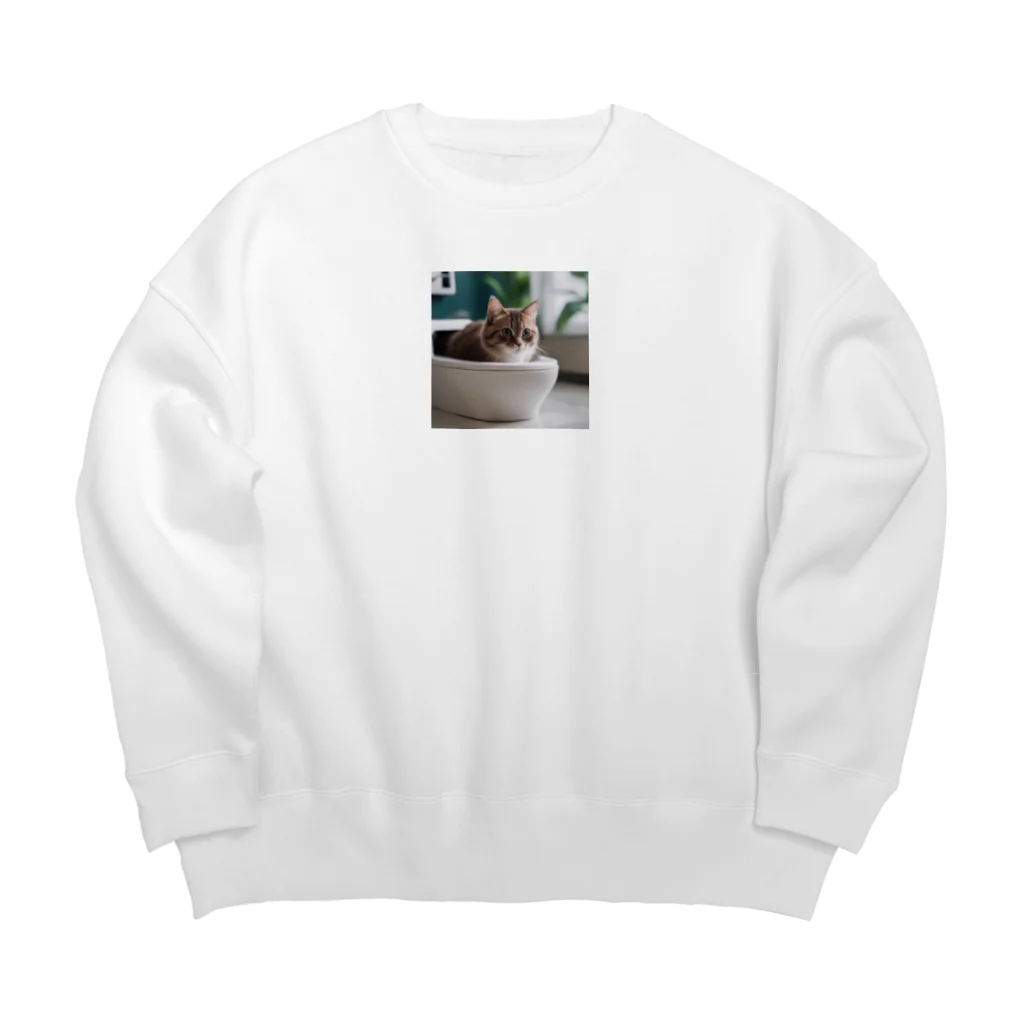 kojakechanのトイレに入るかわいいマンチカンのマカデミアナッツくん Big Crew Neck Sweatshirt