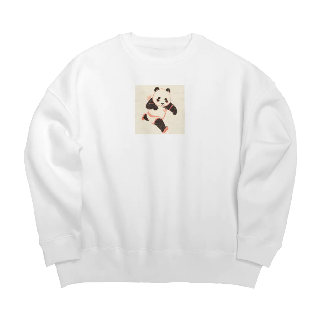 ぺけぽんオリジナルグッズの疾走パンダ Big Crew Neck Sweatshirt