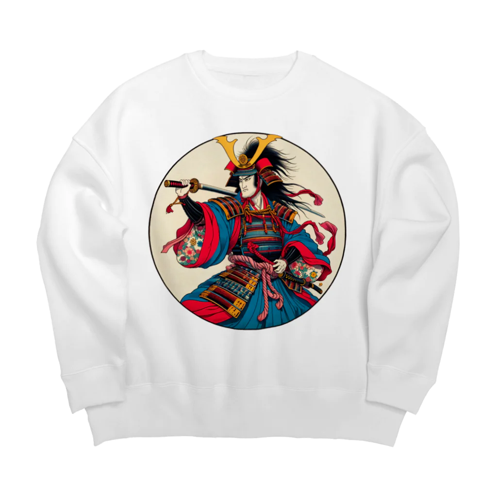 manyou-lab_Ukiyo-eの浮世絵 ド派手侍 Ukiyoe Flamboyant Samurai [UDS-DL-SR001-0003] Big Crew Neck Sweatshirt