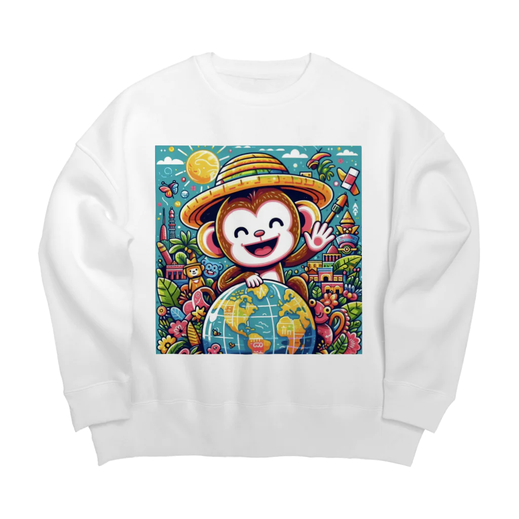 アニマルキャラクターショップのhappiness monkey Big Crew Neck Sweatshirt