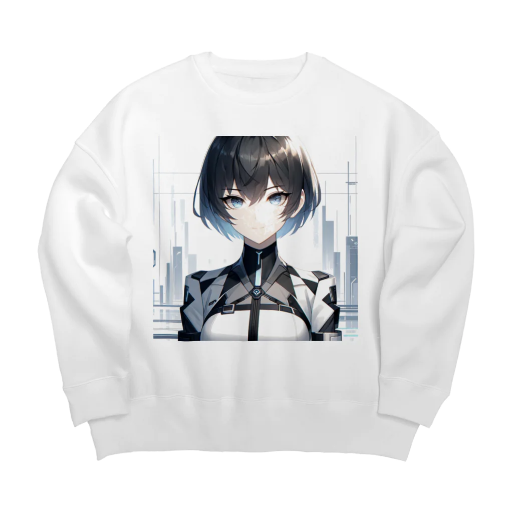 しんがんの未来的なAI美女 Big Crew Neck Sweatshirt