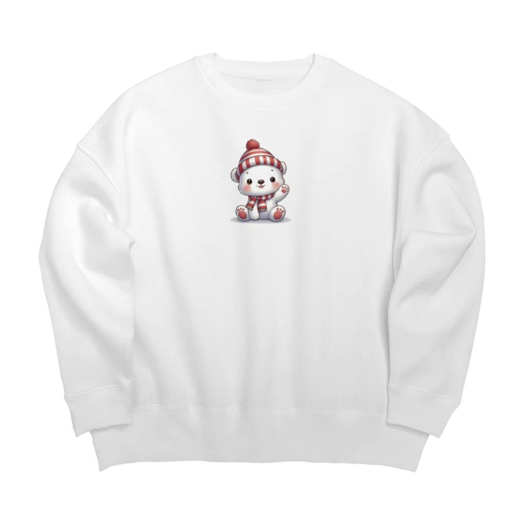 ankoro_mochiのニット帽をかぶったシロクマ Big Crew Neck Sweatshirt