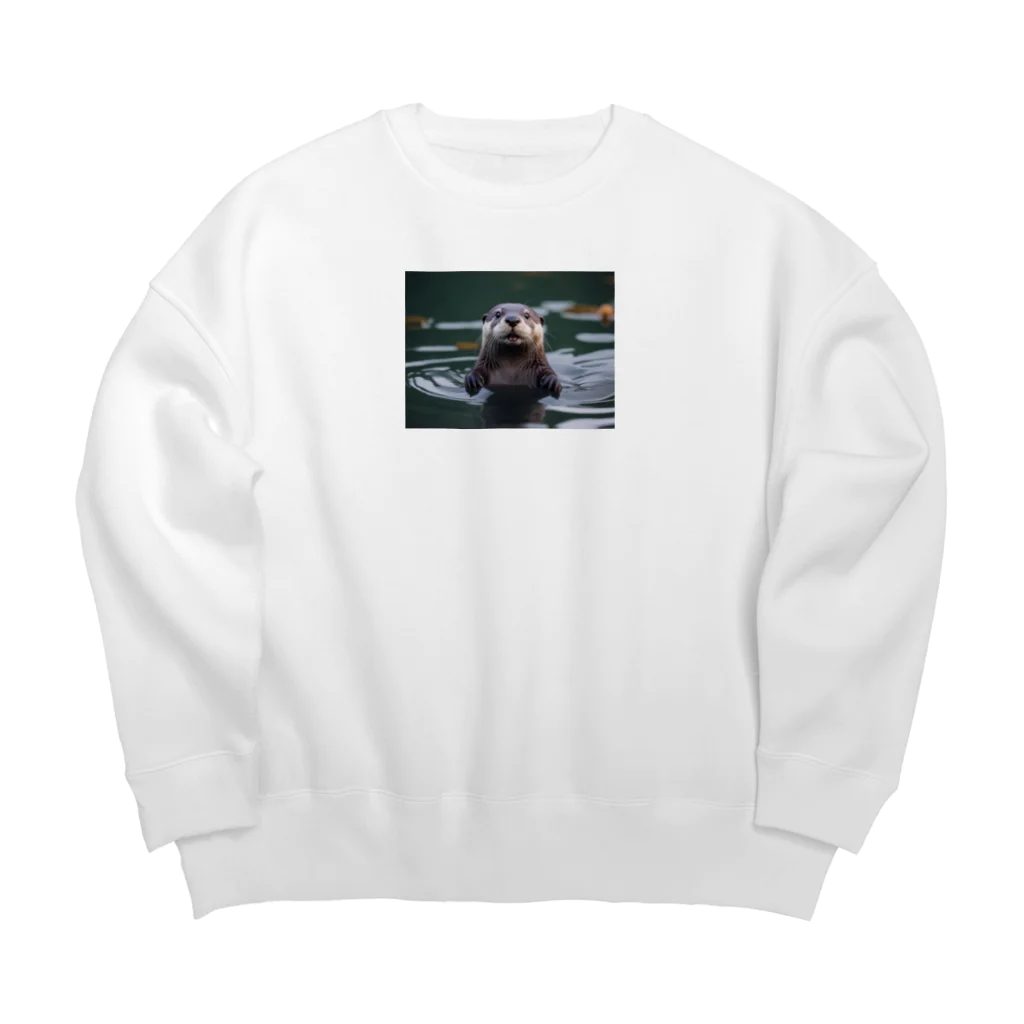 「動物ミリ屋」のカワウソのパーくん Big Crew Neck Sweatshirt