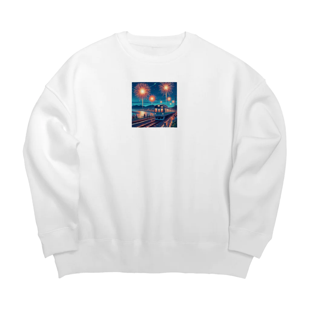 Kai🐚の花火と列車 Big Crew Neck Sweatshirt