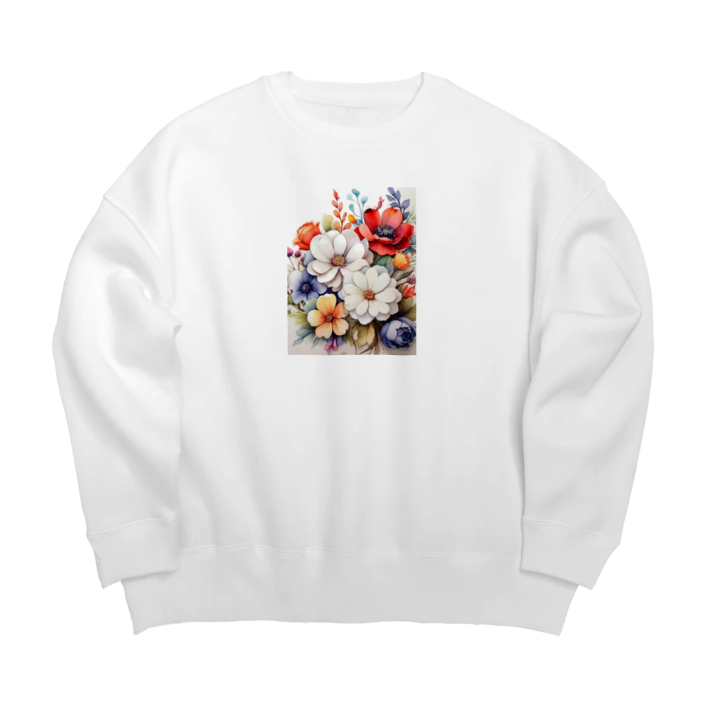 Lemon teaのたくさんの花々を Big Crew Neck Sweatshirt