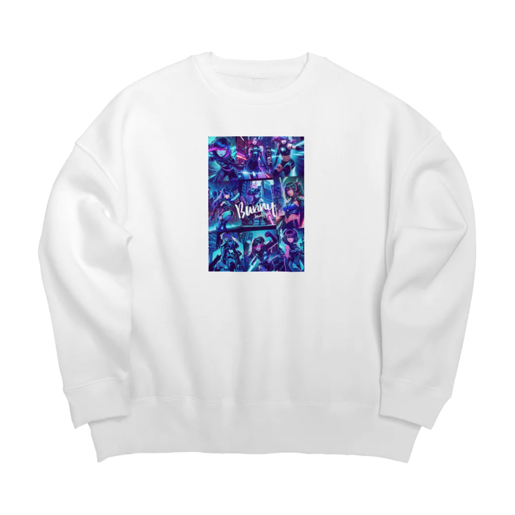 BUNNY-ONLINEのネオンアメコミアート79 Big Crew Neck Sweatshirt