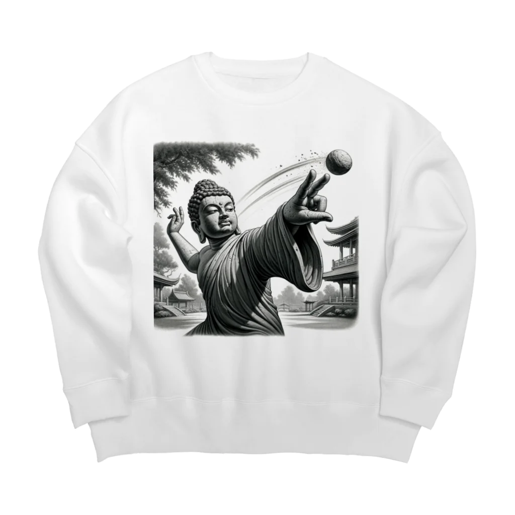 sakura1031のダジャレ仏像シリーズ・投げる像 Big Crew Neck Sweatshirt