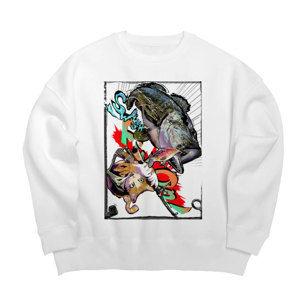 田の字の釣り猫 Big Crew Neck Sweatshirt