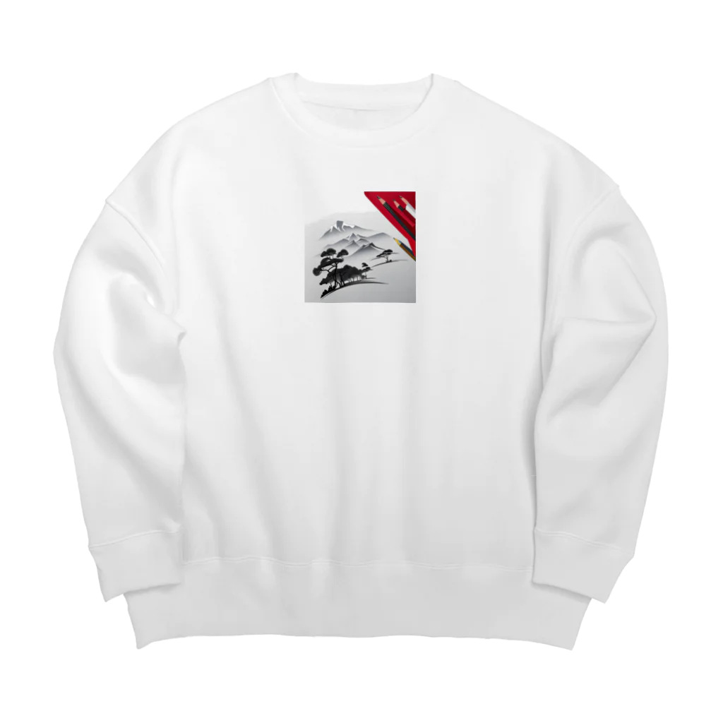 にくまるショップのワンポイント浮世 Big Crew Neck Sweatshirt