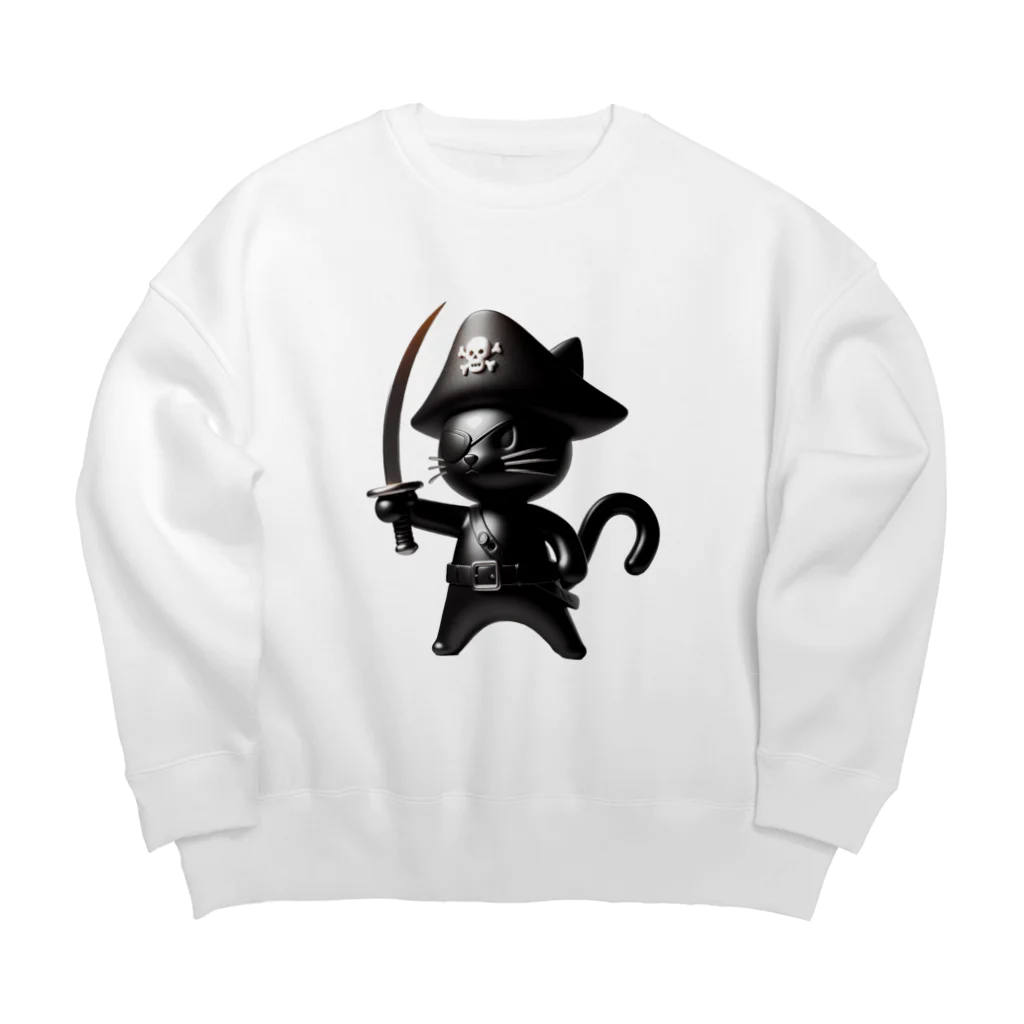 NO CAT NO LIFE の猫×海賊×フィギュア風 Big Crew Neck Sweatshirt