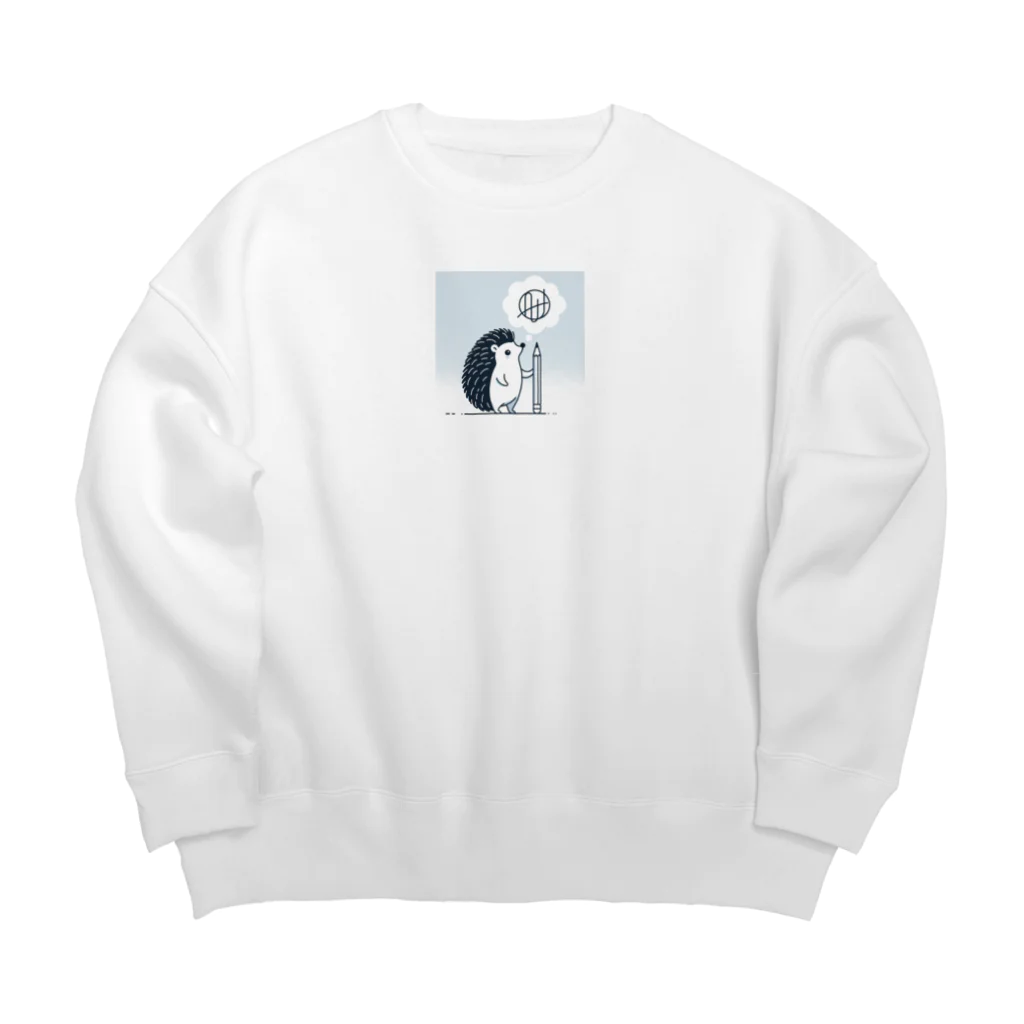 花鳥風月の鉛筆はりねずみ　 Big Crew Neck Sweatshirt