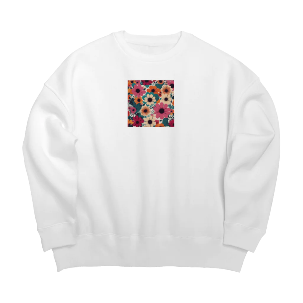 NATSUMAKITSUNEの北欧風　花柄　マリメッコ風 Big Crew Neck Sweatshirt