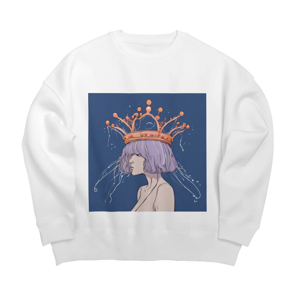 桜猫店-sakuraneko-のクラゲ王子 Big Crew Neck Sweatshirt