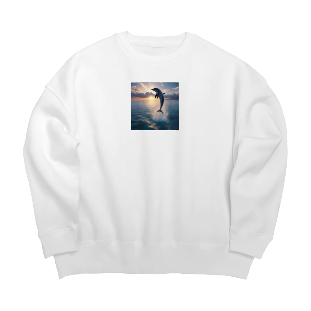 ai美女ショップの夕日とイルカ🐬🌅 Big Crew Neck Sweatshirt