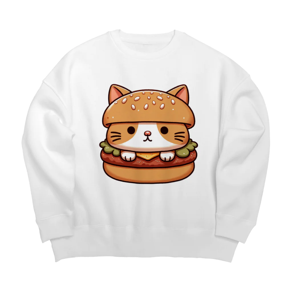 ゆるきゃら製作所の猫バーガー Big Crew Neck Sweatshirt