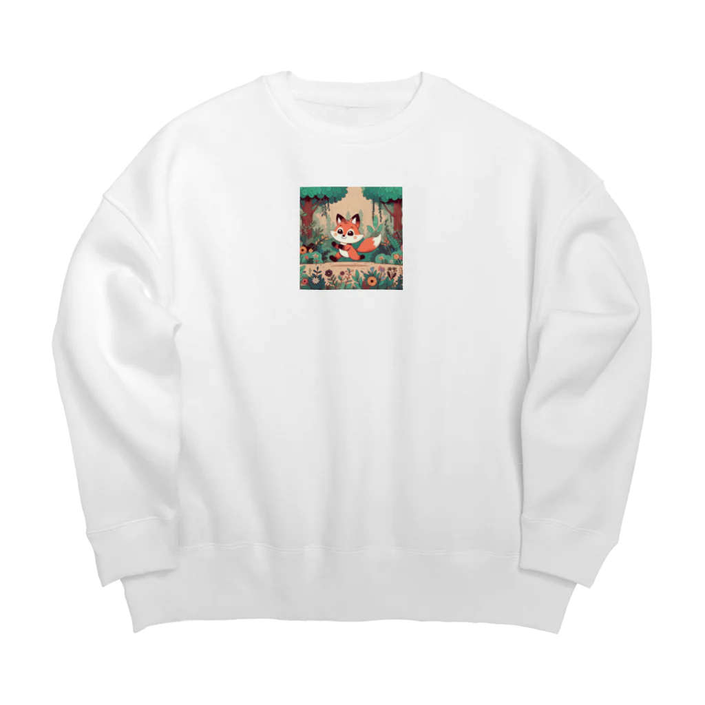 星パンダショップのレトロてくてくきつね Big Crew Neck Sweatshirt