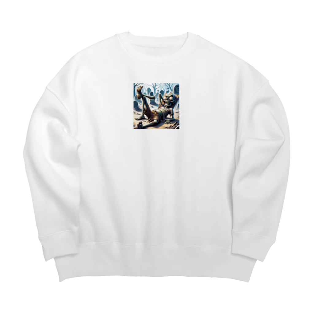 ニコネガショップの怠惰なゾンビ君 Big Crew Neck Sweatshirt