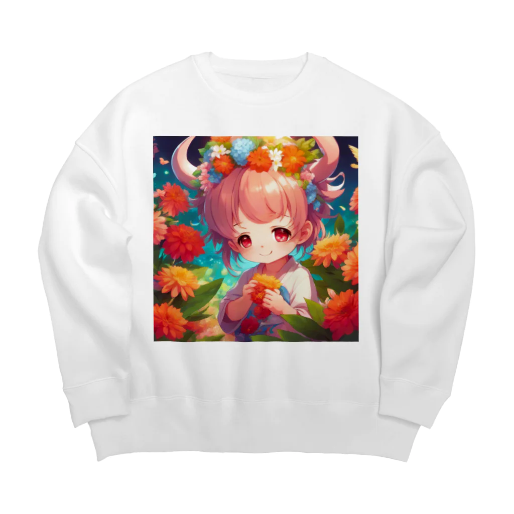 NaROOMのデーモンプリンセスは、お花がお好き💗 Big Crew Neck Sweatshirt