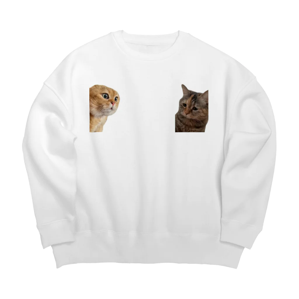 猫ミームグッズの叱られる猫と叱る猫 Big Crew Neck Sweatshirt