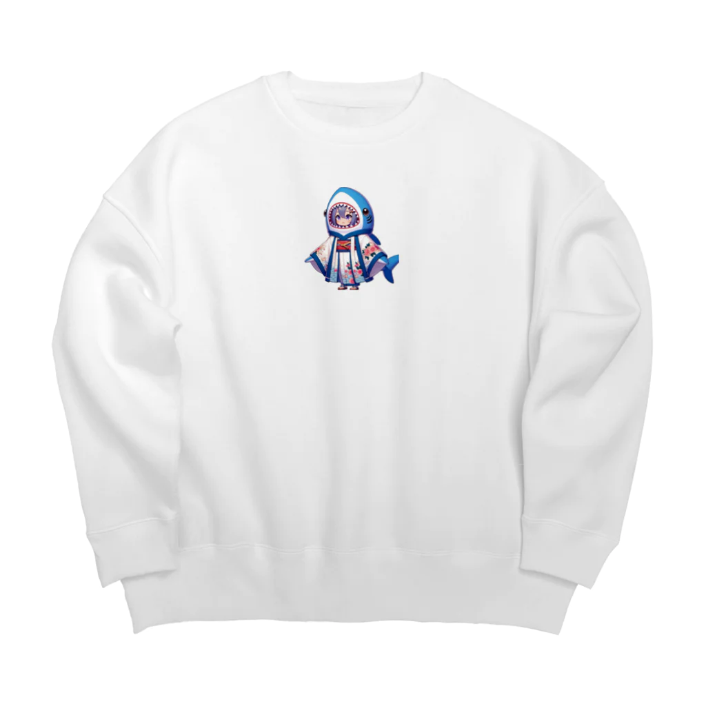 WING_0101の和風サメちゃんグッズ Big Crew Neck Sweatshirt