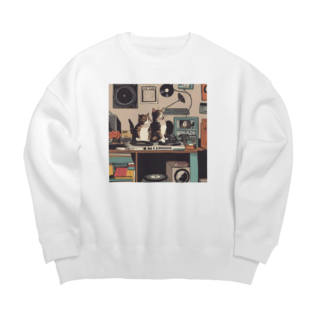 ゆうのねことレコード Big Crew Neck Sweatshirt