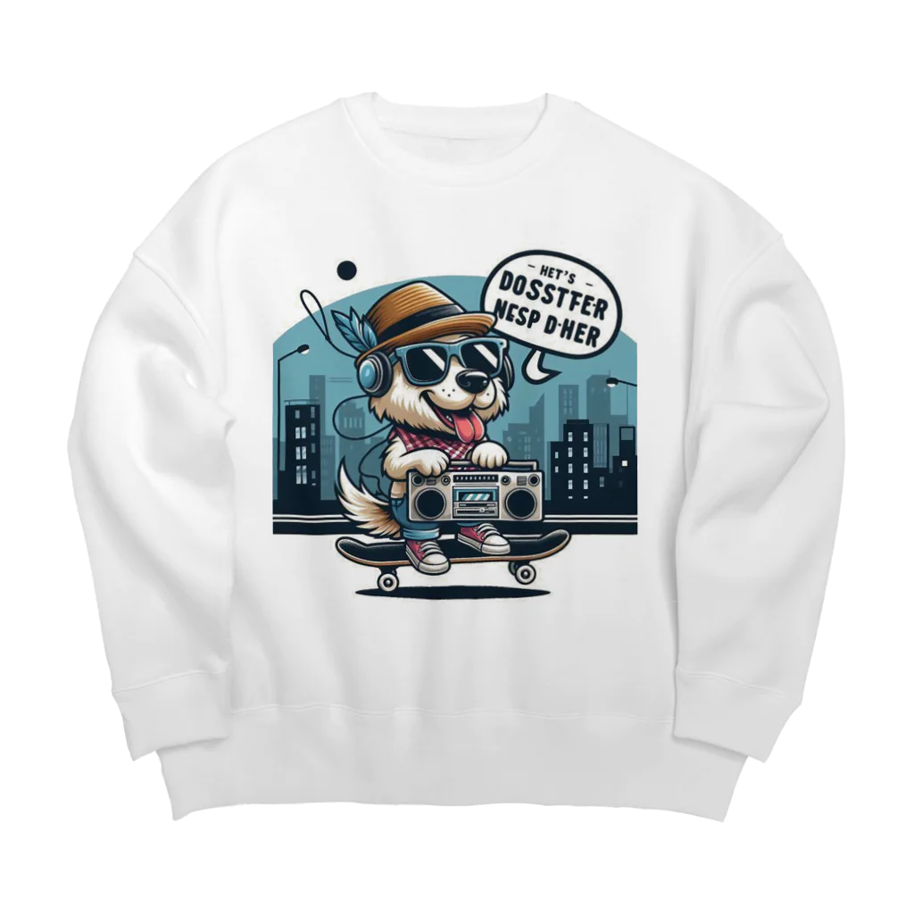 無気力のスケボーわんこ Big Crew Neck Sweatshirt