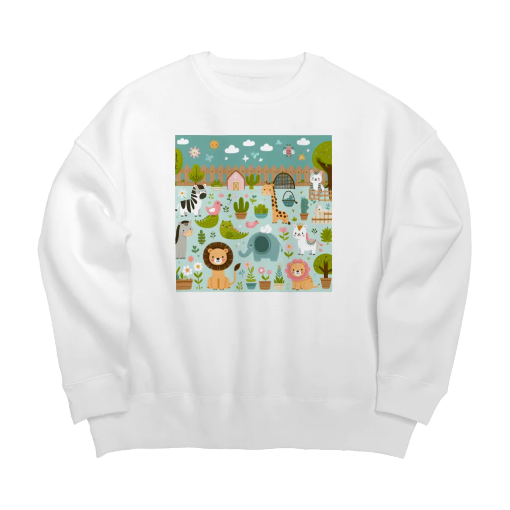 ニューライフマサラショップのワクワク動物園の愉快な仲間たち♪ Big Crew Neck Sweatshirt