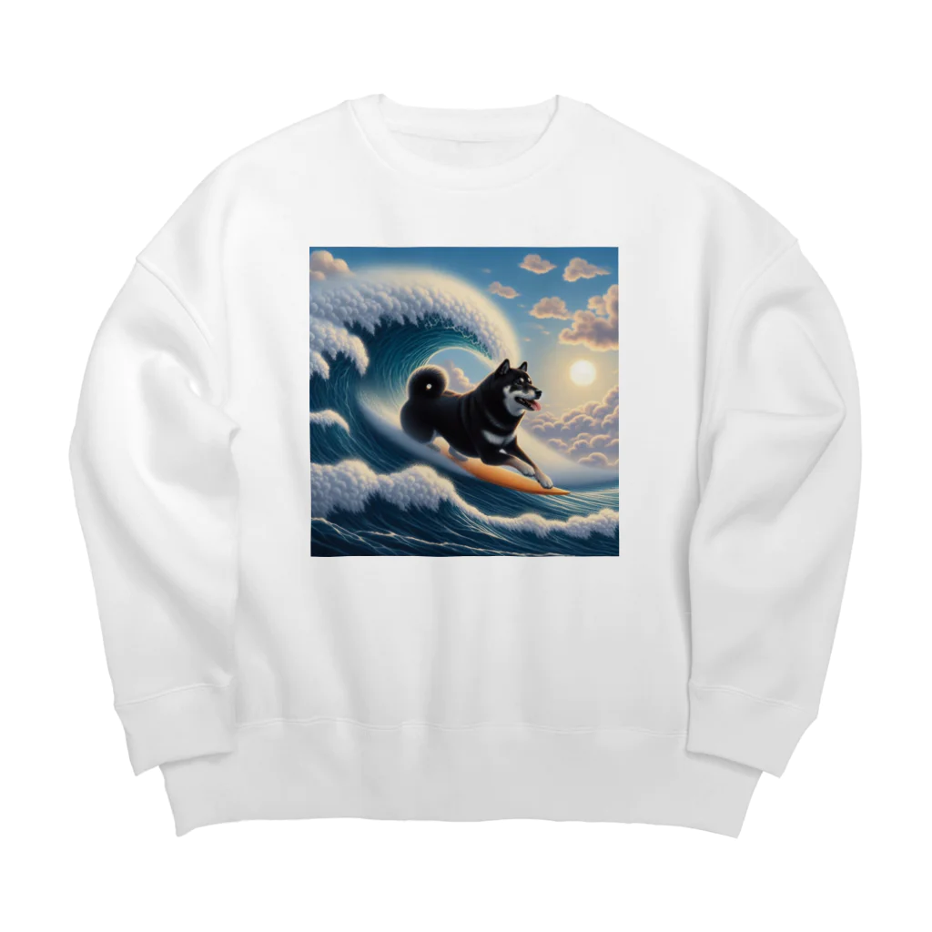 ANTARESの波乗り黒柴2 Big Crew Neck Sweatshirt