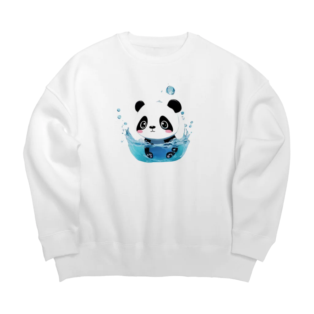 waterpandaの水に落ちるパンダ Big Crew Neck Sweatshirt