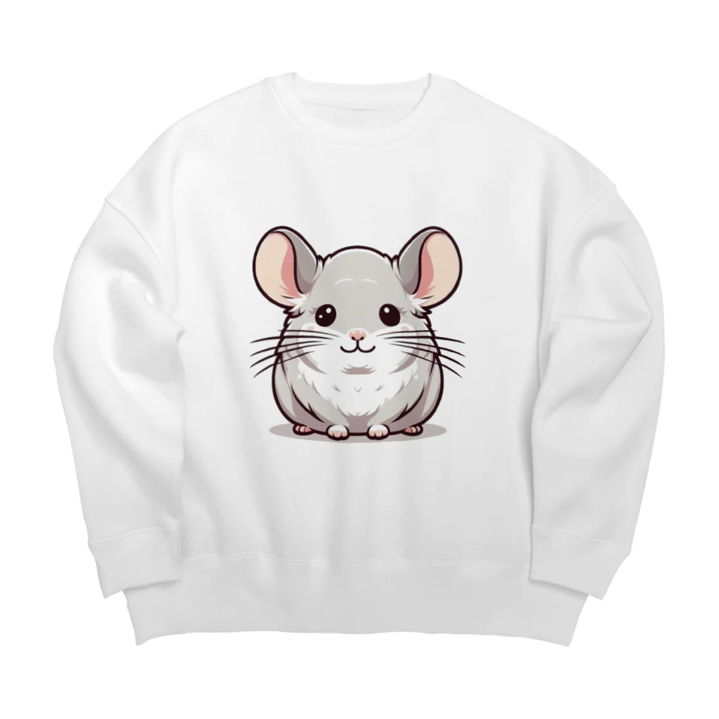 もふっとチンチラ🐭のチンチラ（シナモン） Big Crew Neck Sweatshirt