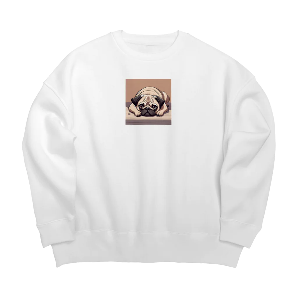 aiken_08の伏せして見つめるパグ Big Crew Neck Sweatshirt