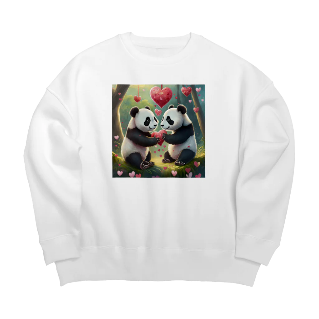 ねこねこねこんのパンダハート Big Crew Neck Sweatshirt