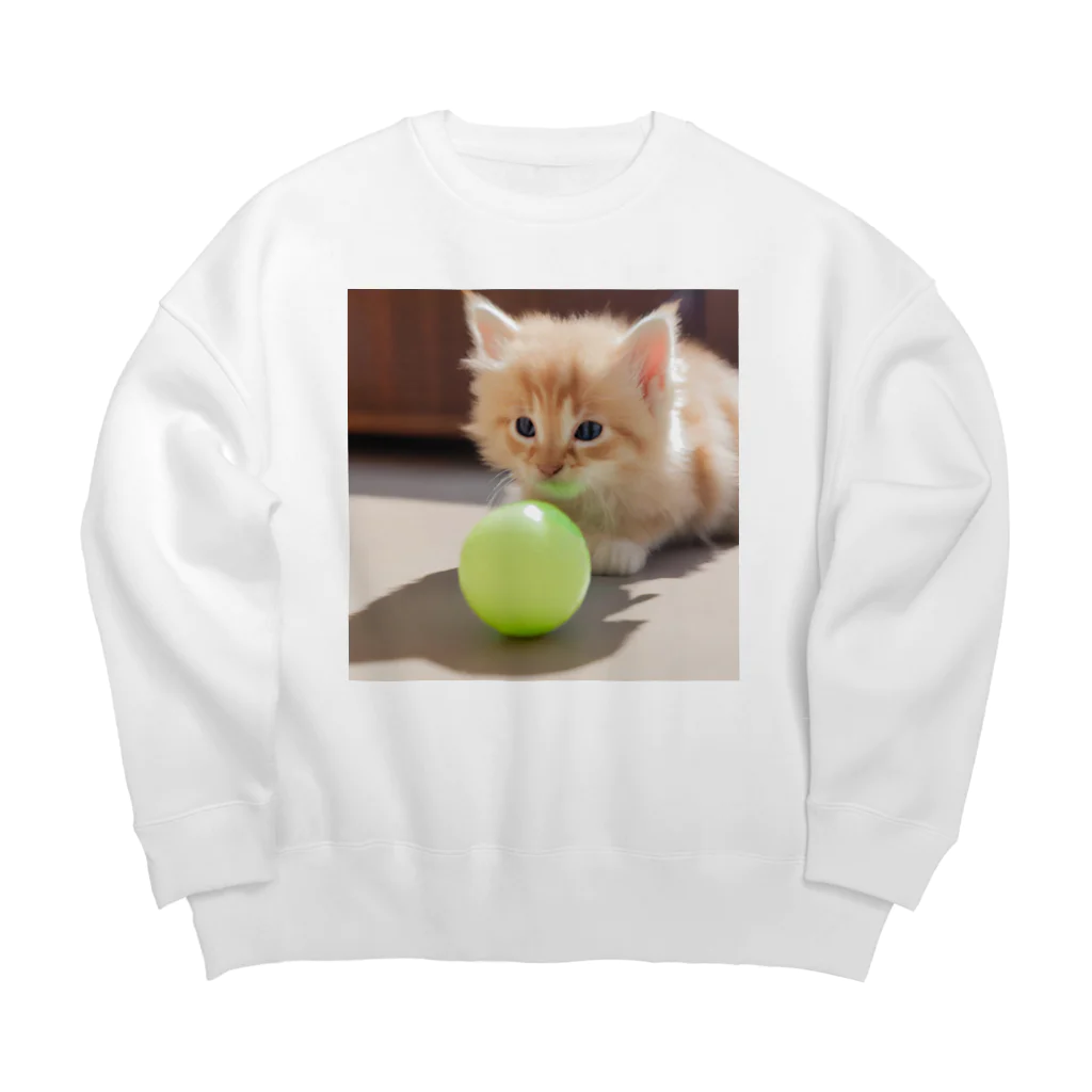 SkyBlueのもふもふな子猫 Big Crew Neck Sweatshirt