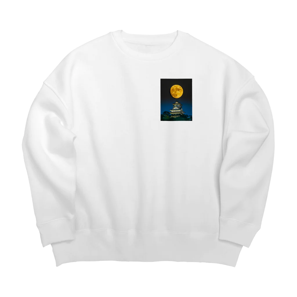 赤い鳥居の満月と岐阜城 Big Crew Neck Sweatshirt