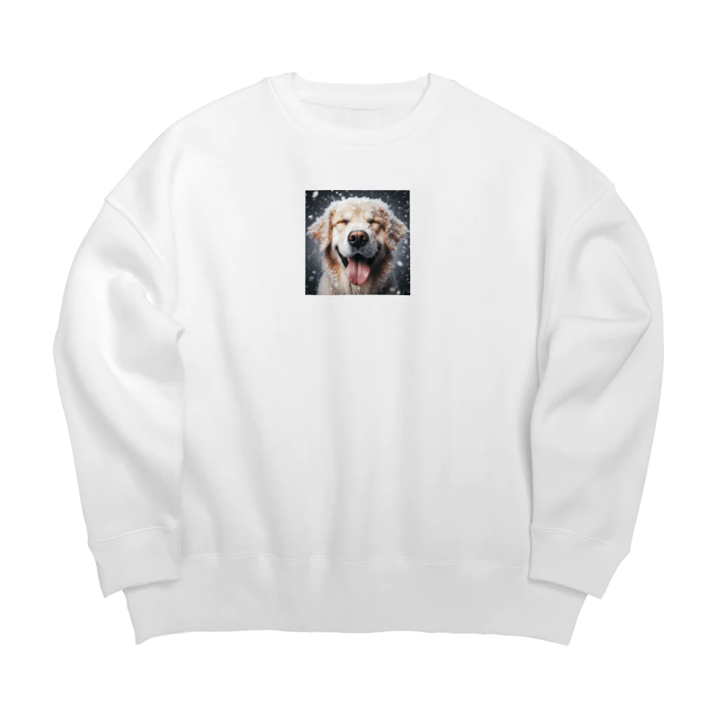 M_Takashiの「ゴールデンな冬のひととき、雪と共に大笑い！」 Big Crew Neck Sweatshirt