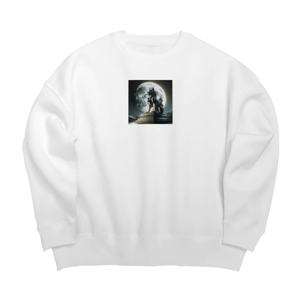 kenken-kenkenショップの月夜の狛犬 Big Crew Neck Sweatshirt