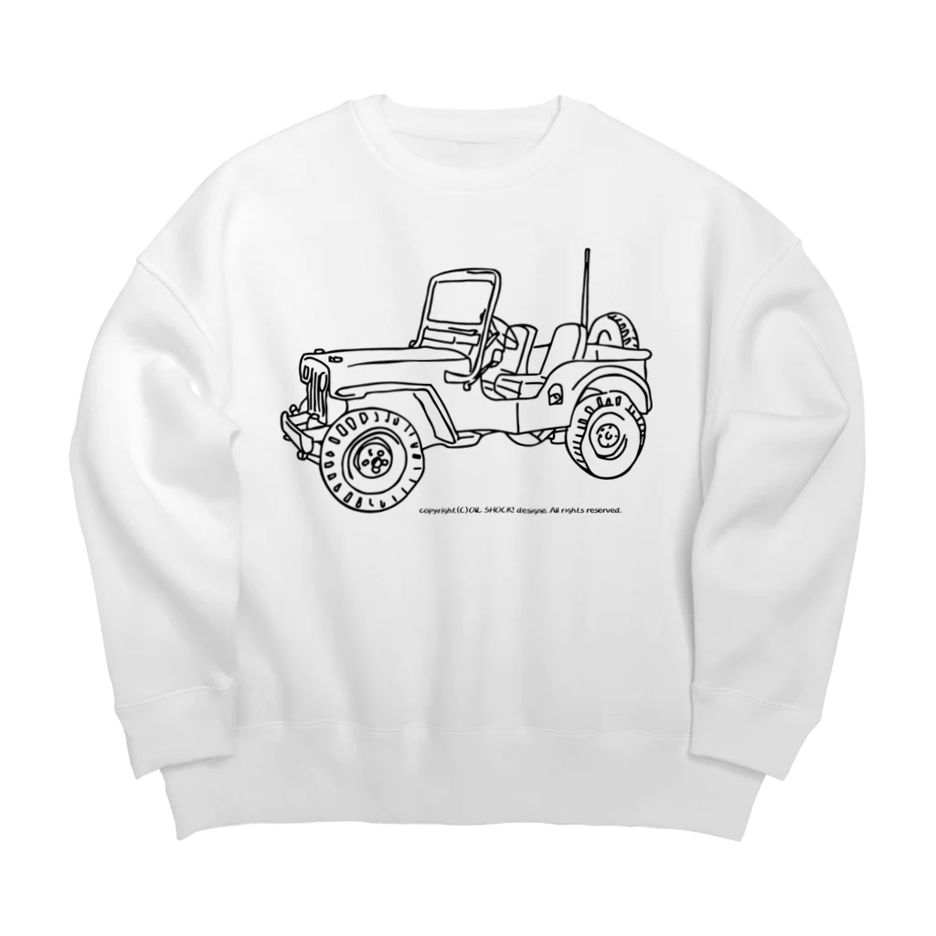 ファンシーTシャツ屋のJeep イラスト ライン画 ビッグシルエットスウェット