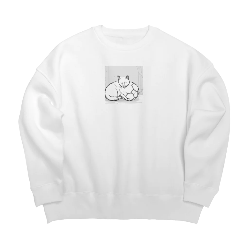 どうぶつやの猫とサッカーボール Big Crew Neck Sweatshirt