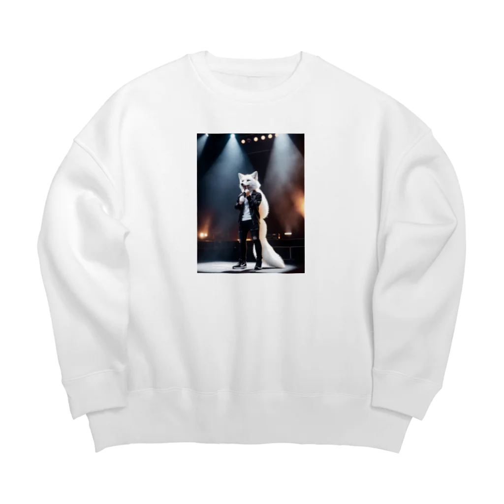 ZZRR12の炎舞う白キツネの歌声 Big Crew Neck Sweatshirt