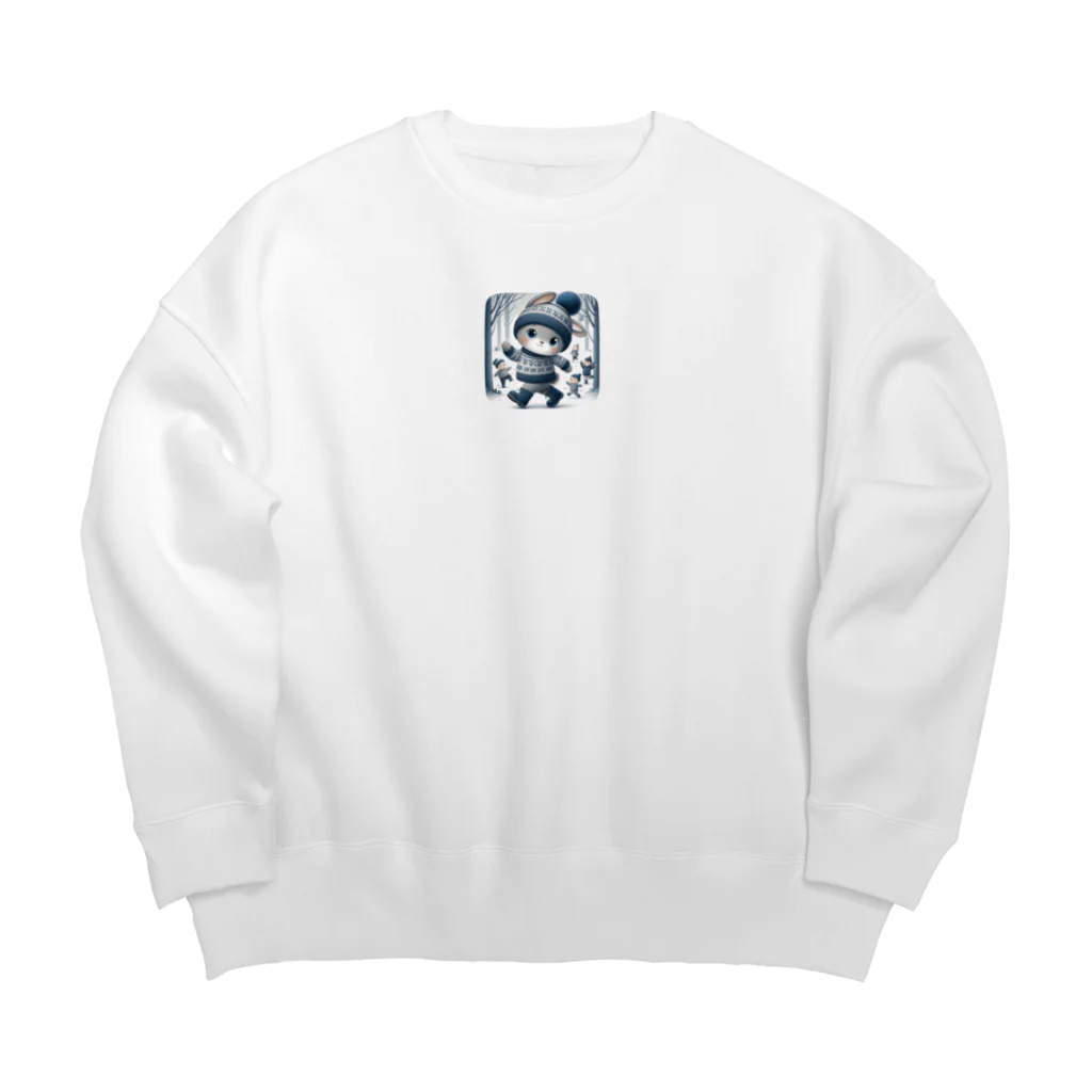 ナノ・ファンタジアの冬のうさぎくん Big Crew Neck Sweatshirt