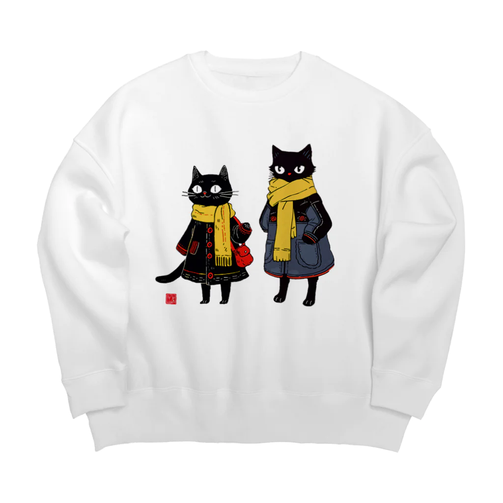 Lapis SHOPの黒猫夫婦のお買い物 Big Crew Neck Sweatshirt